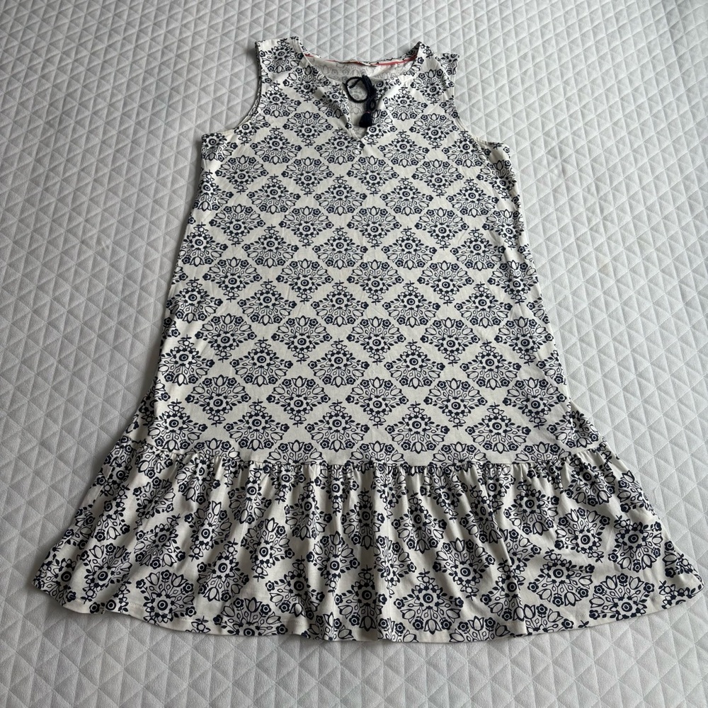 BODEN Arabella Jersey Tie Front Floral Dress Blue White US 12L UK 16L